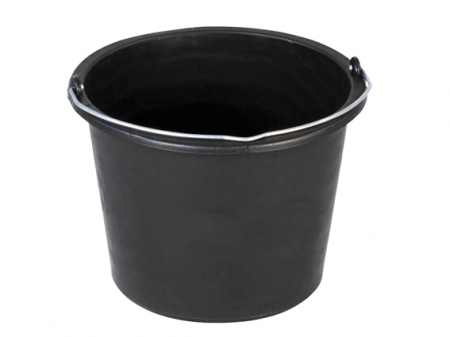 Baueimer schwarz aus PE-Regranulat, verzinkter Bgel 20 Liter